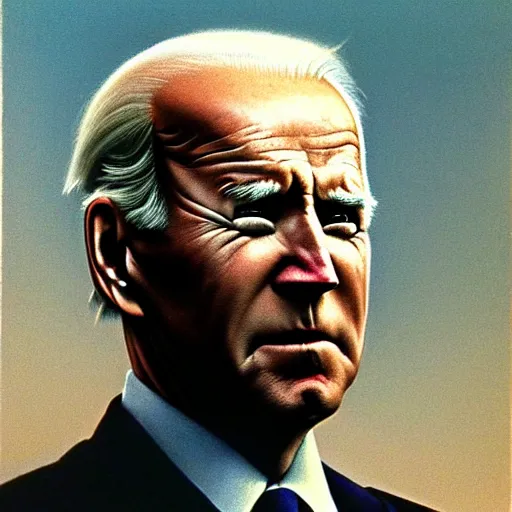 Image similar to Joe Biden looking sinister, by Zdzisław Beksiński, highly detailed