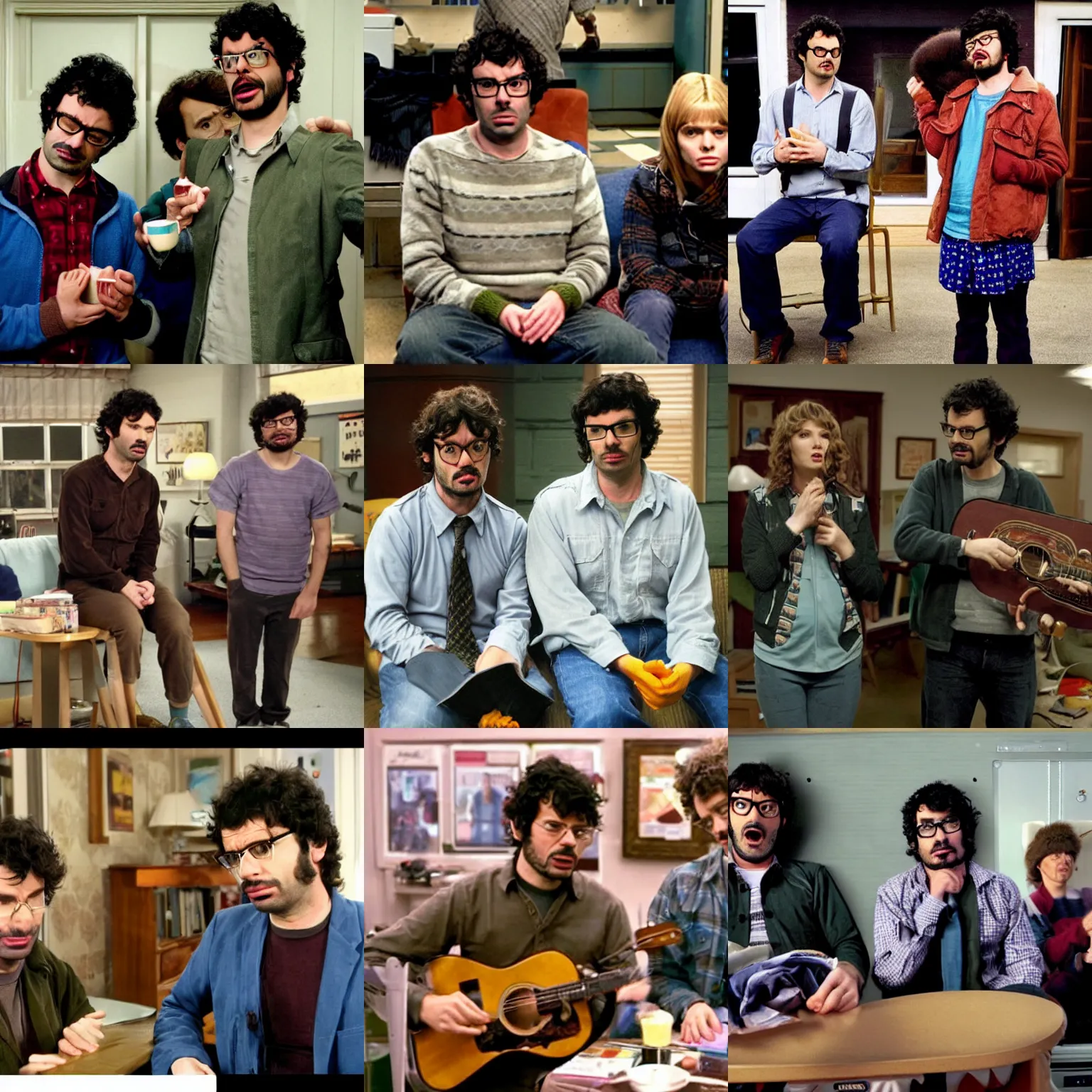 Prompt: a scene from flight of the conchords ( tv show )