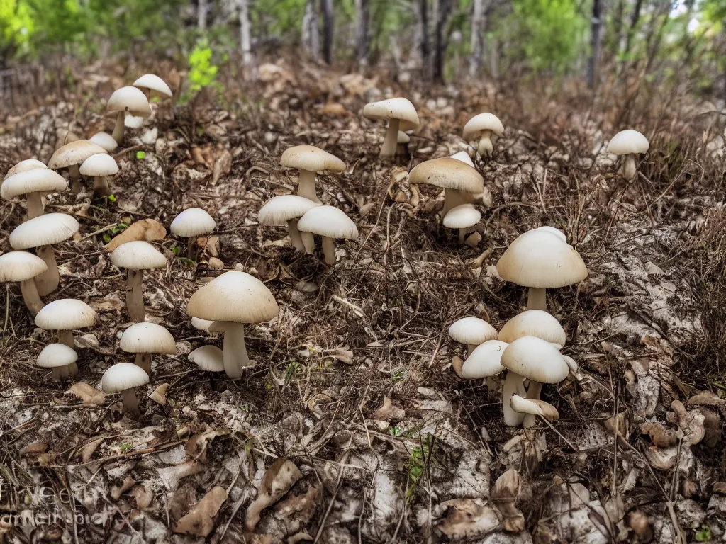 Prompt: mushroom hunting on mt lemmon, iNaturalist photograph, f1.8 50mm