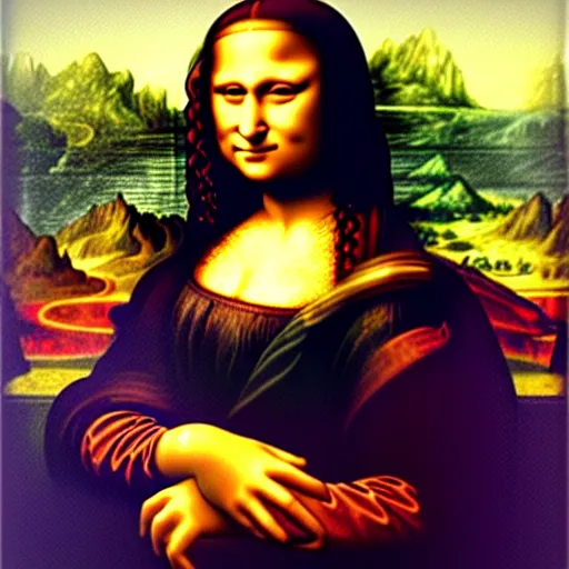 Image similar to cyberpunk mona lisa by leonardo da vinci