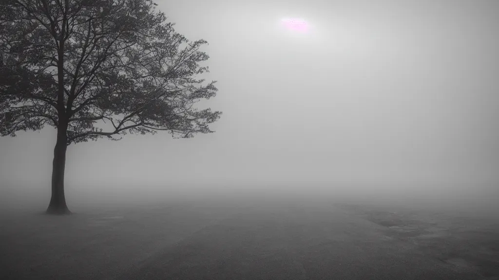 Prompt: empty area, gray fog, dramatic,