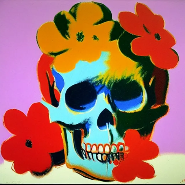 Image similar to a beautiful painting chinese porcelain inserts skull flowers, by andy warhol henri matisse realistic oil painting