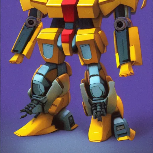 Prompt: a gundam shaped like a duck, robot shaped like a rubber duck, by Jim Burns