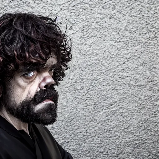 Image similar to peter dinklage trick or treating on halloween, ( sony a 7 r iv, symmetric balance, polarizing filter, photolab, lightroom, 4 k, dolby vision, photography awardm, voque, perfect face )