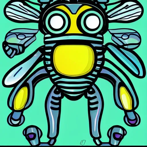 Image similar to robotic Bee in pop art style