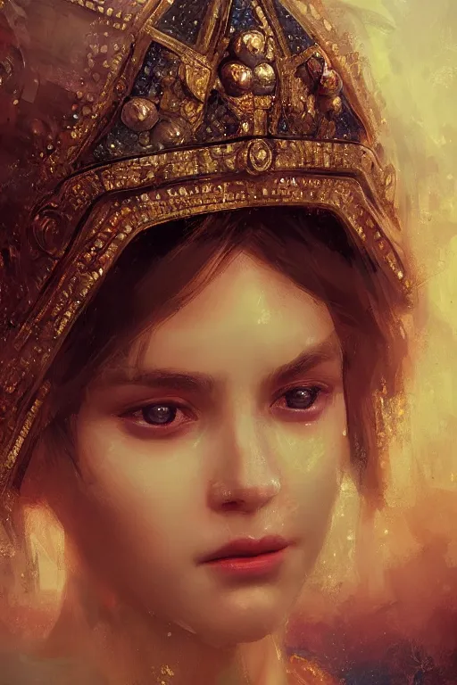 Image similar to babylonian princess, gorgeous, close-up portrait, intricate, elegant, volumetric lighting, scenery, digital painting, highly detailed, artstation, sharp focus, illustration, concept art, ruan jia, steve mccurry