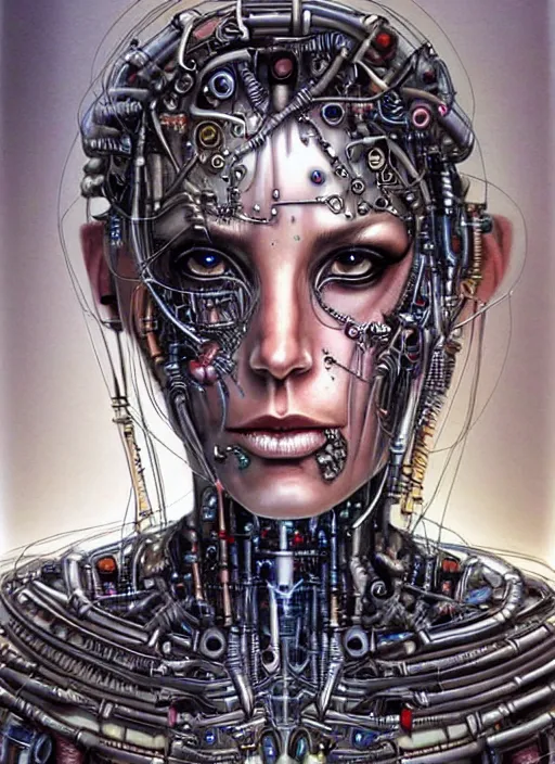 Image similar to biopunk cyborg portrait by julie bell, intricate biopunk patterns, detailed!, very sharp!!!