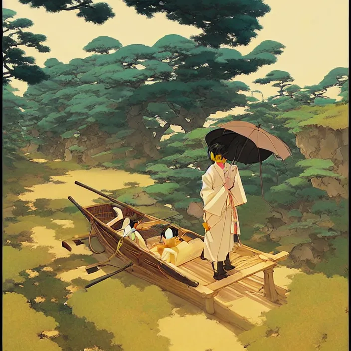 Image similar to japanese countryside, in the style of studio ghibli, j. c. leyendecker, greg rutkowski, artem