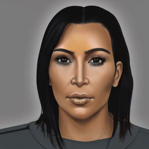 Prompt: photorealistic kim kardashian jail mugshot