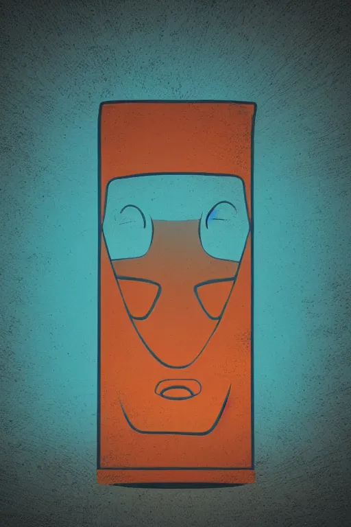 Image similar to abstract moai statue geometric cutout digital illustration cartoon colorful beeple