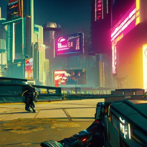 Image similar to Cyberpunk 2077 if it had two more years of development time, in-game screenshot