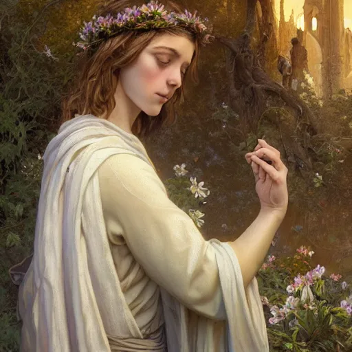 Prompt: Agony in the Garden of Getsemane. photorealistic, high resolution, award winning, trending on artstation, intricate, elegant, highly detailed, digital painting, artstation, concept art, smooth, sharp focus, illustration, art by artgerm and greg rutkowski and alphonse mucha