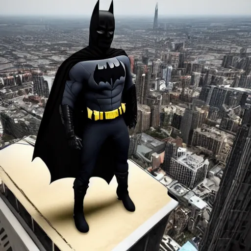 Prompt: Cr1tikal in a Batman costume standing on top of a building, epic, cinematic