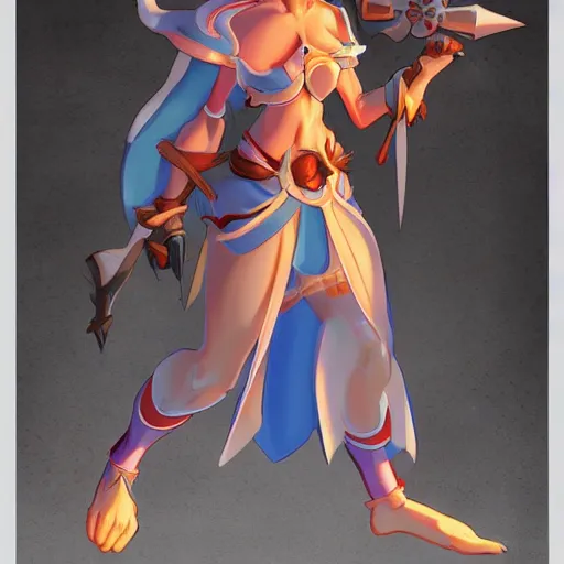 Image similar to character of breath of fire 4 by the artist Max Berthelot. Rendering the full body character . Sharp focus, full of details, by jenny harder and Jason Nguyen , art book, trending on artstation and Pinterest