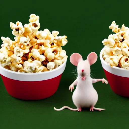 Prompt: mice in popcorn