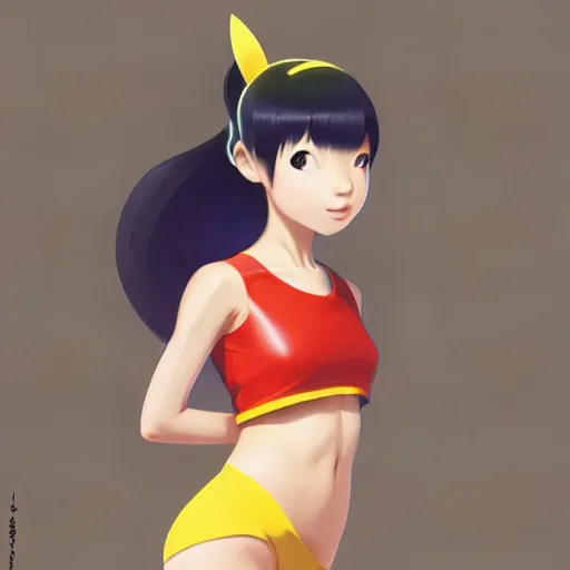 Prompt: body icon stylized minimalist an asian girl in a pikatchu costume, loftis, cory behance hd by jesper ejsing, by rhads, makoto shinkai and lois van baarle, ilya kuvshinov, rossdraws global illumination