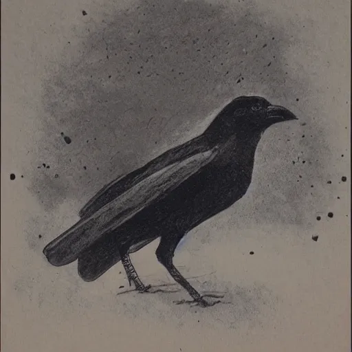 Prompt: industrial drawing of a crow made of engrenage