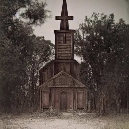 Prompt: picture of an old wooden white church, 1 9 th century southern gothic scene, made by zhang kechun