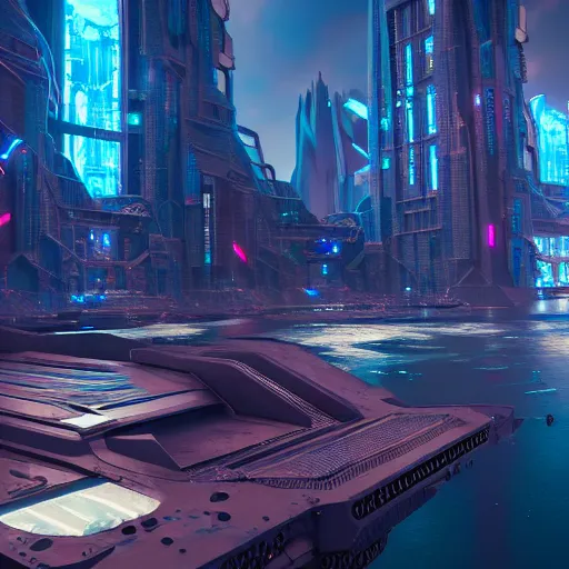 Image similar to Atlantis, cyberpunk, extra detailed, digital art, trending on artstation and unreal engine, 8k