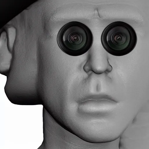 Image similar to a man with a police man with a security camera for a head, detailed, realistic