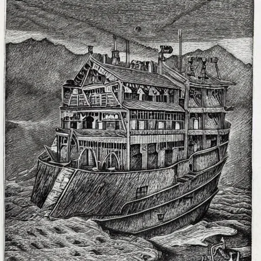 Prompt: insane etching by Mauritius Escher, highly detailed