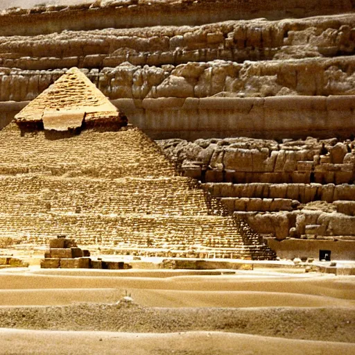 Prompt: pyramids at ancient times, covered with white marble and golden tip