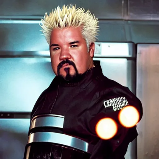 Image similar to Guy Fieri as Robocop, cinematic, Eastman 5384 film