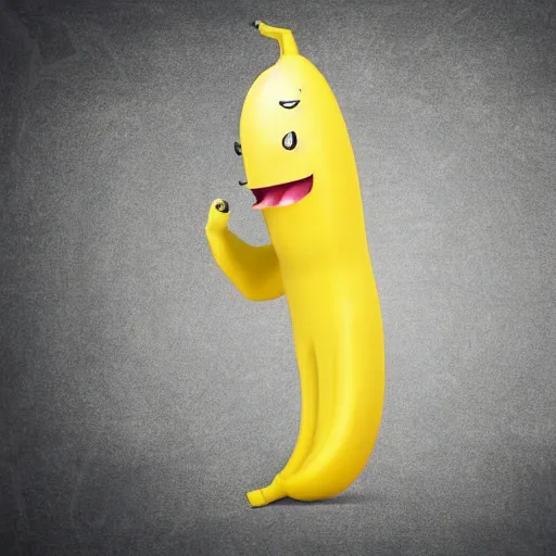 Image similar to an antropomorphic banana wearing a business suit