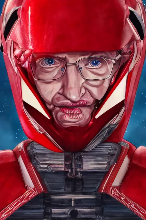 Image similar to portrait of stephen hawking as red ranger from power rangers, intricate, highly detailed, smooth, artstation, digital illustration