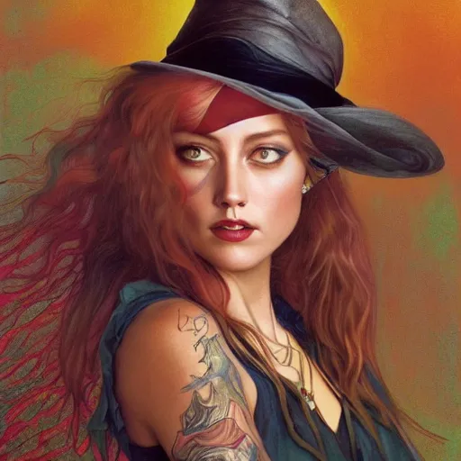 Image similar to johnny depp and amber heard on the style and color pallete of fleetwood mac's album rumours, intricate, elegant, highly detailed, digital painting, artstation, smooth, sharp focus, illustration, art by artgerm and greg rutkowski and alphonse mucha, cinematic