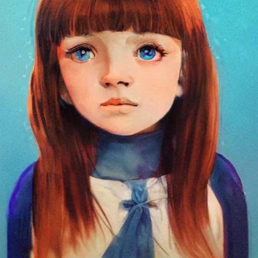 Prompt: Millie 6 years old going to bed, pretty face, blue eyes, trending on artstation