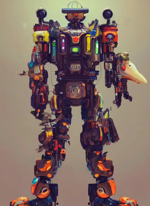 Image similar to cartoon, detailed full body concept art, illustration matte painting, an anthropomorphic capybara mech pilot in full intricate colorful clothing, ultra detailed, digital art, octane render, 4K, dystopian, biomutant, micro details