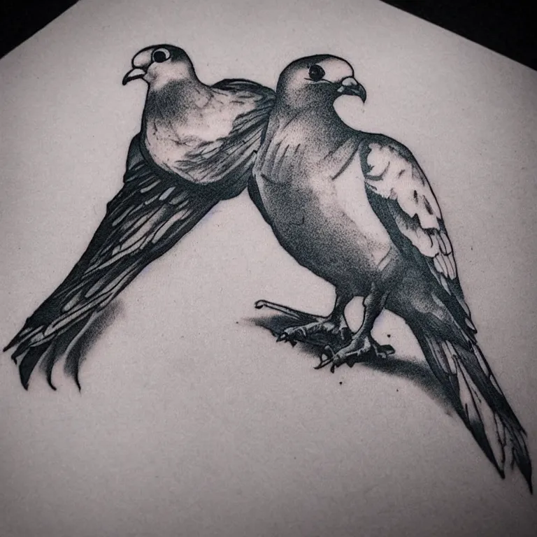 Pigeon tattoo located on the ankle illustrative style
