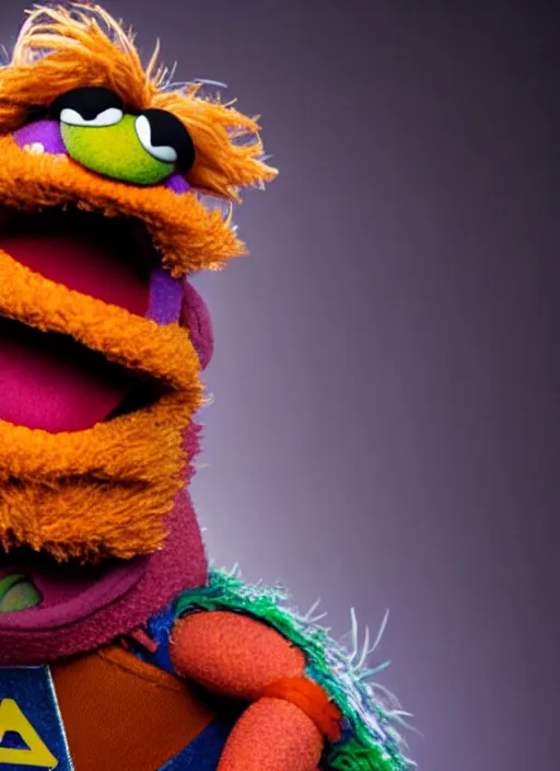 Image similar to studio portrait still of muppet thor from avengers infinity war as a muppet muppet as a muppet, 8 k, studio lighting, key light,