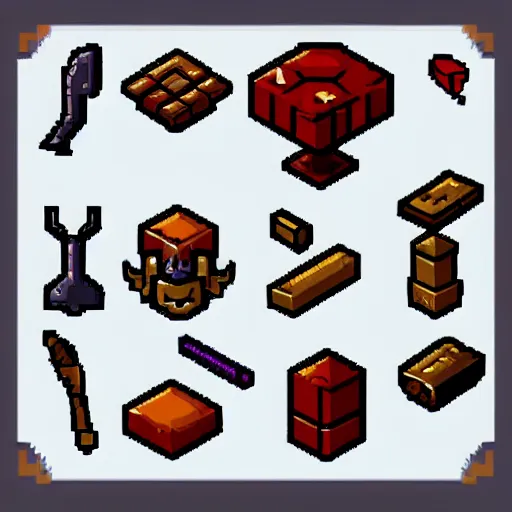 Image similar to collection of rpg game items, sprites, 2 d, pixel art