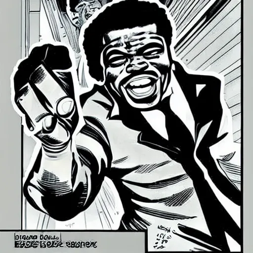 Image similar to James Brown comic book style, Stan lee, jack kirby