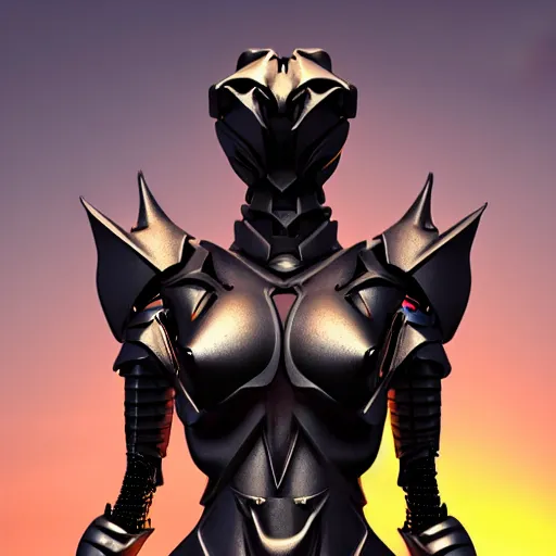 Image similar to chest up bust shot, realistic detailed stunning beautiful armored anthropomorphic humanoid female robot dragon, looking to the side with an elegant pose, smooth and streamlined armor and design made of steel, sharp claws and sharp teeth, high quality head, Slick LEDs, standing on two legs, on the beach during sunset, high quality, cinematic art, sunset lighting, 3D render, 8k, artstation, deviantart, furaffinity