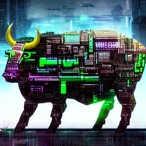 Image similar to cyberpunk bull