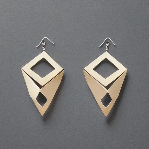 Image similar to “minimalistic beautiful surprising unusual abstract earring design”