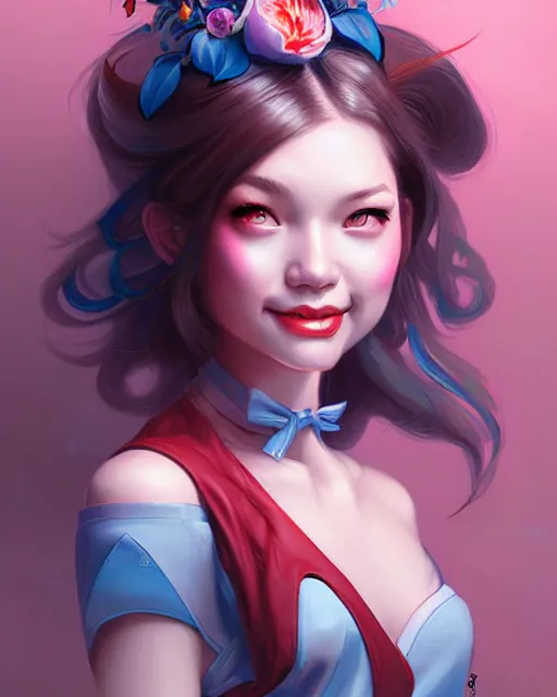 Prompt: digital art, fantasy portrait of smiling girl, by James Jean and by artgerm, by ross tran , ultradetailed, charachter design, concept art, trending on artstation,