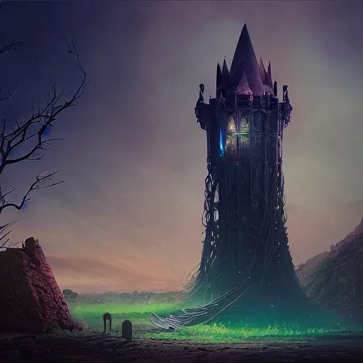 Image similar to gorgeous witch in the tower, matte painting, detailed, elden ring, oil on canvas, by beeple