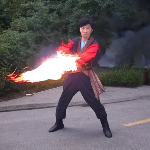 Prompt: A man with fire superpowers in the genshin impact style