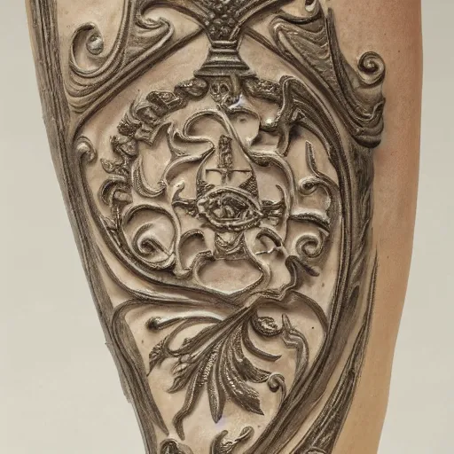 Image similar to an forearm with an intricate baroque ornament