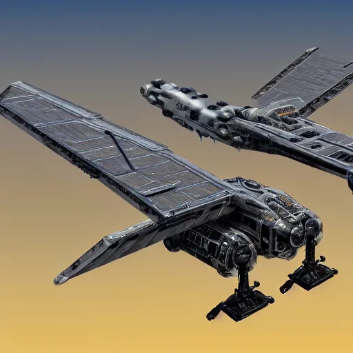 Image similar to a mechanized albatross with wings spread out, orthographic view, top down view, bottom view, side view, blueprints, tie fighter, mecha, cybernetic, jet fighter, space shuttle, robotic, highly detailed, artstation, super realistic, unreal engine