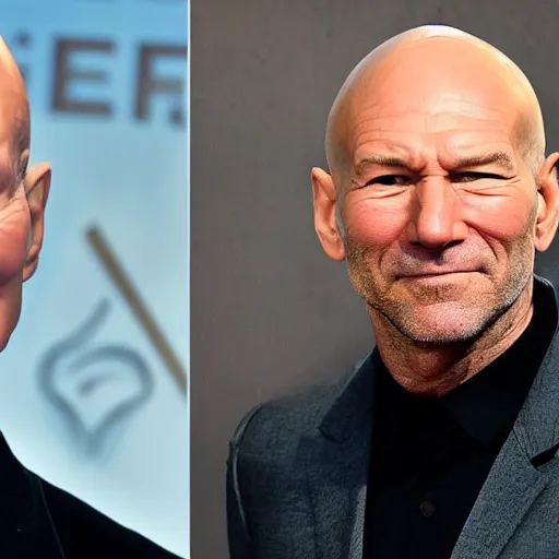 Image similar to patrick stewart facing off against jason statham in a new netflix action thriller movie