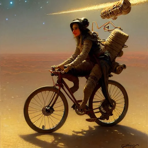 Prompt: a squid riding bicycle on the moon. highly detailed painting by gaston bussiere, greg rutkowski, j c leyendecker 8 k