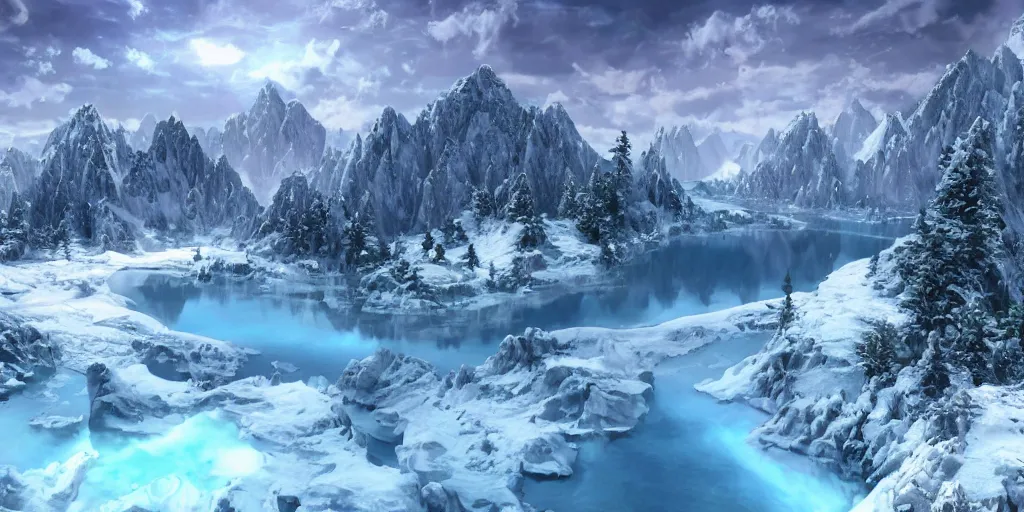 Image similar to a hyper realistic professional photographic view picture of a heavenly snow mountain with a dark blue lake in front of it, photographic filter unreal engine 5 realistic hyperdetailed 8k ultradetail cinematic concept art volumetric lighting, fantasy artwork, very beautiful scenery, very realistic painting effect, hd, hdr, cinematic 4k wallpaper, 8k, ultra detailed, high resolution, artstation trending on artstation in the style of Albert Dros glowing rich colors powerful imagery nasa footage drone footage drone photography