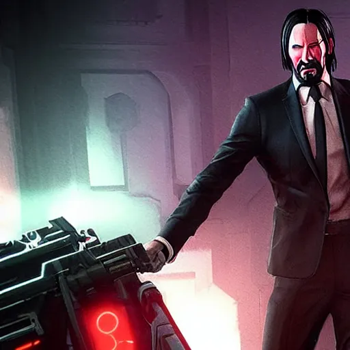 Prompt: john wick in doom eternal