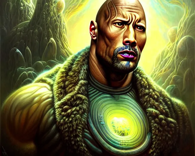 Image similar to lovecraft biopunk portrait of dwayne johnson, fractal background, by tomasz alen kopera and peter mohrbacher