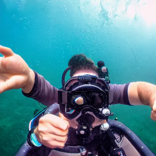Prompt: underwater view of boat passing overhead, wake, shot on gopro